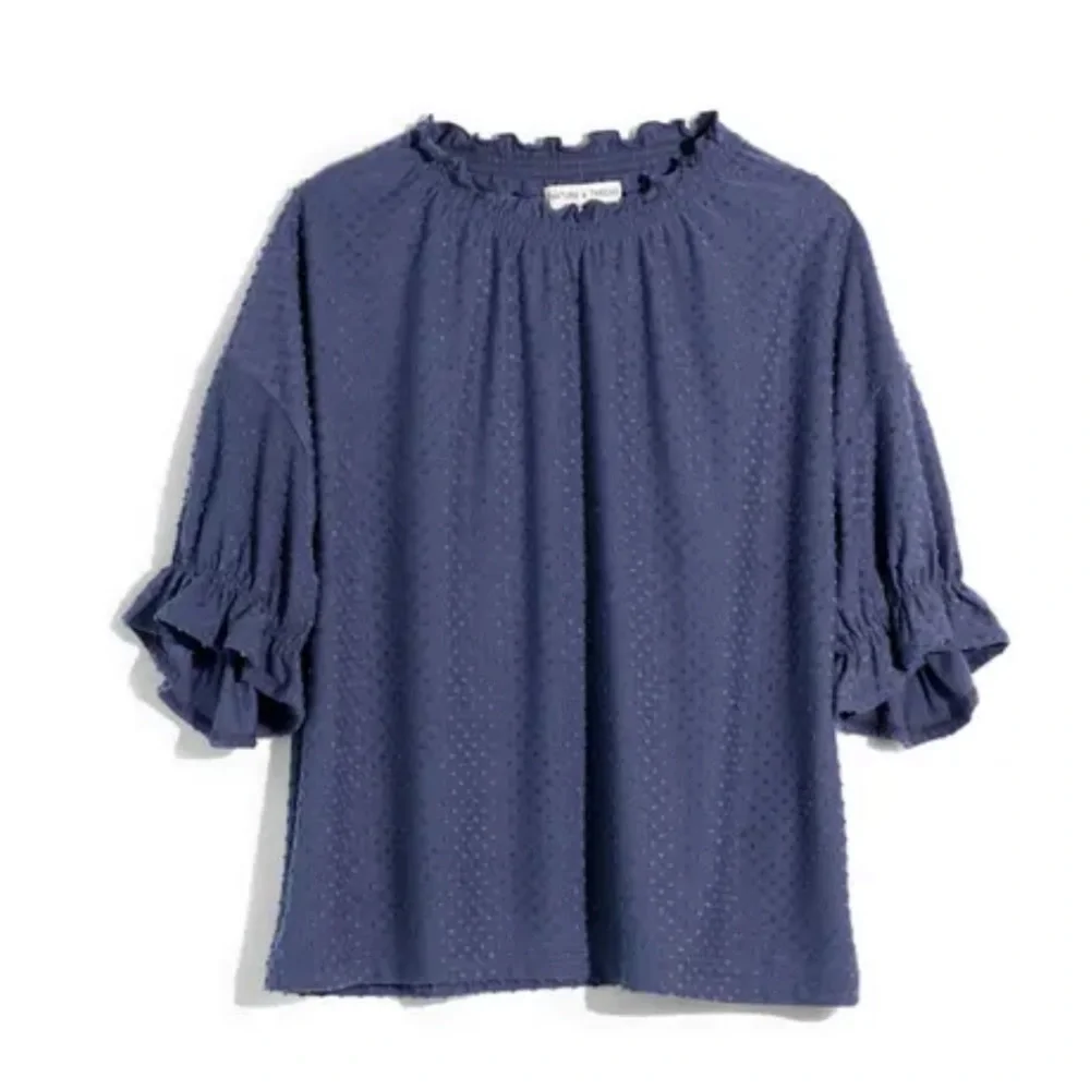 NWT Madewell Texture & Thread Clipdot Ruffle Top - Picture 1 of 7